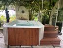 Thermoholz Outdoor Whirlpool BadeFass mit Interner Holzofen
